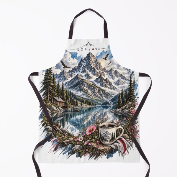 Item preview, Alpine Morning Coffee – Vintage Mountain Sketch designed and sold by NOVS·94.