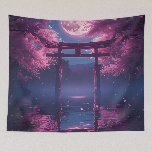 Item preview, Torii Gate Under Pink Moon designed and sold by bobbiecherrin.