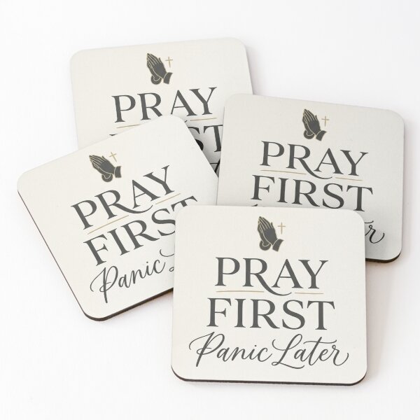 Item preview, Pray First Panic Later Christian Typography Praying Hands Art designed and sold by Artemis & Woven Collective.