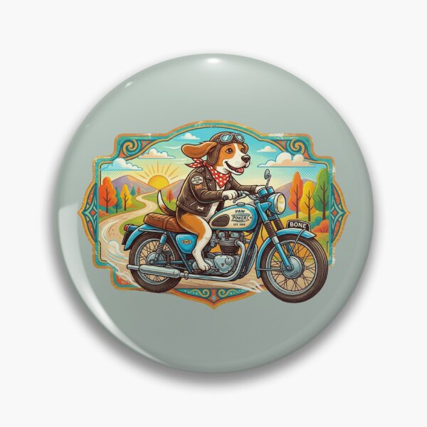 Item preview, Vintage Biker Dog | Colorful Classic Motorcycle Illustration designed and sold by FootprintofLove.