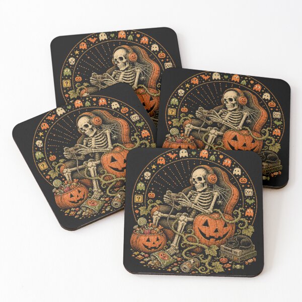 Item preview, Retro Halloween Skeleton Gamer Pumpkin Arcade designed and sold by WILLIAMS-BR.