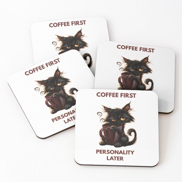 Item preview, Grumpy Black Cat Coffee First Personality Later designed and sold by SamodivaAtelier.