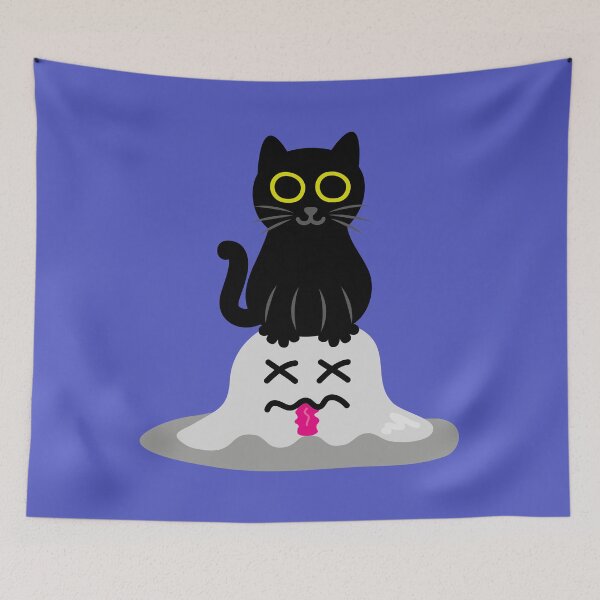 Item preview, Funny Halloween Cat - Black Cat Squashing a Ghost designed and sold by fishdesigns.