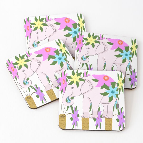 Item preview, Pink Elephant Floral Garden Tropical Blooms designed and sold by MigWhimsy.