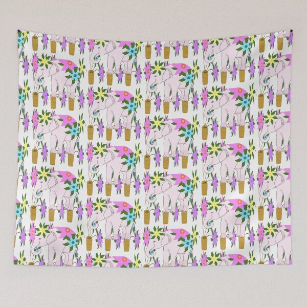 Item preview, Pink Elephant Floral Garden Tropical Blooms designed and sold by MigWhimsy.