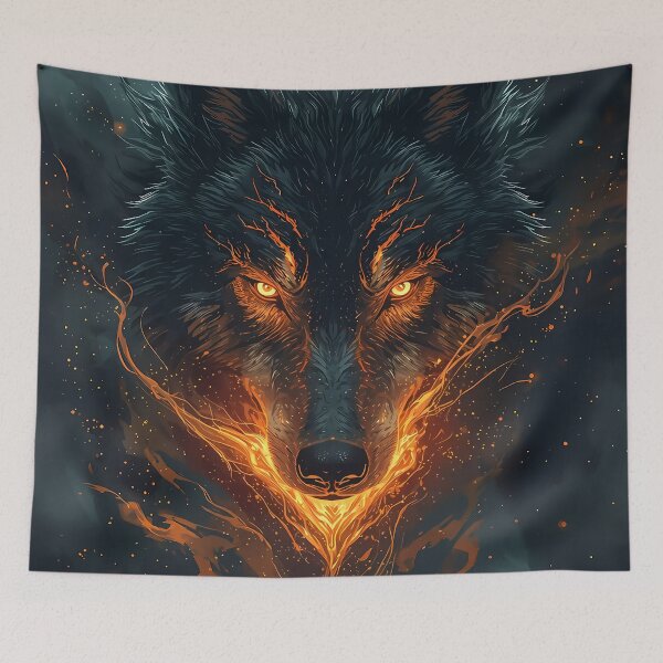 Item preview, Fiery Wolf Portrait designed and sold by bobbiecherrin.
