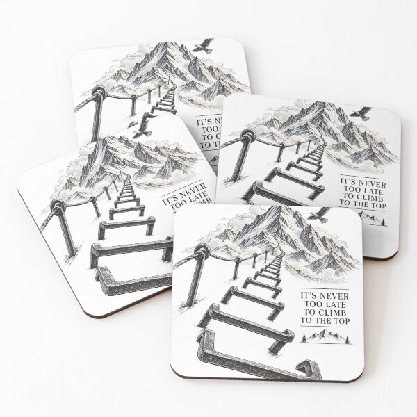 Item preview, Never Too Late to Climb – Mountain Adventure Design designed and sold by NOVS·94.