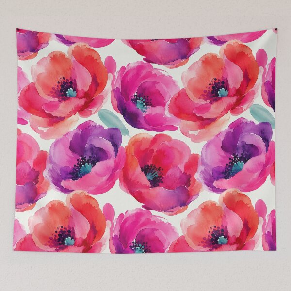 Item preview, Vibrant Pink and Purple Poppy Watercolor Pattern designed and sold by SayMaria.