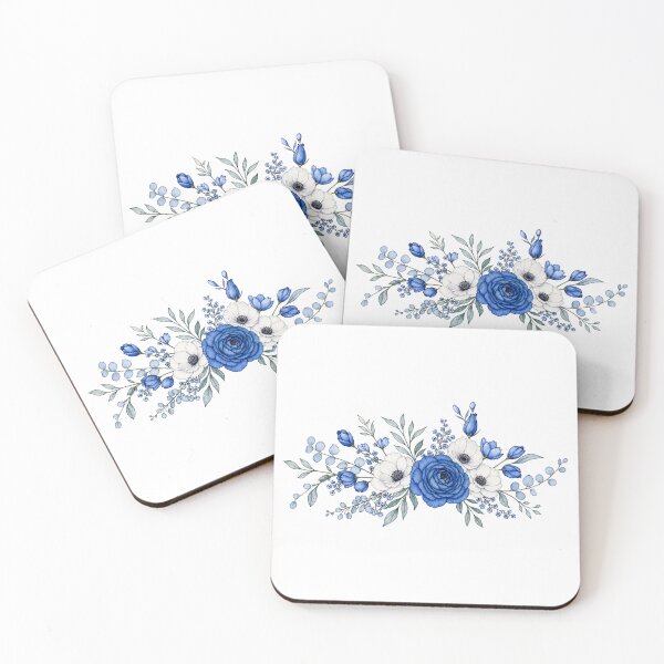 Item preview, Horizontal Blue Watercolor Floral Banner designed and sold by AneissPiaf.