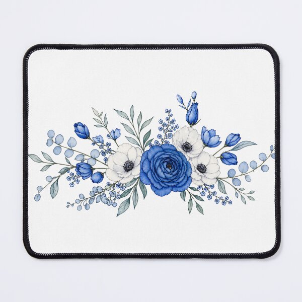 Item preview, Horizontal Blue Watercolor Floral Banner designed and sold by AneissPiaf.