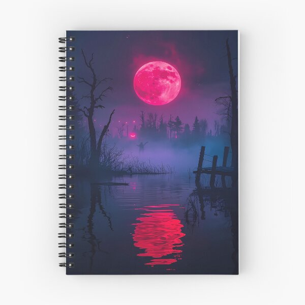Item preview, Eerie Pink Moon Over Misty Lake designed and sold by bobbiecherrin.