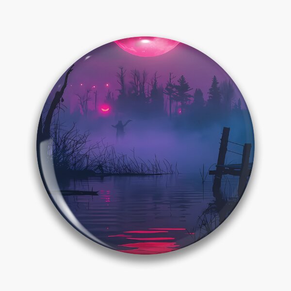 Item preview, Eerie Pink Moon Over Misty Lake designed and sold by bobbiecherrin.