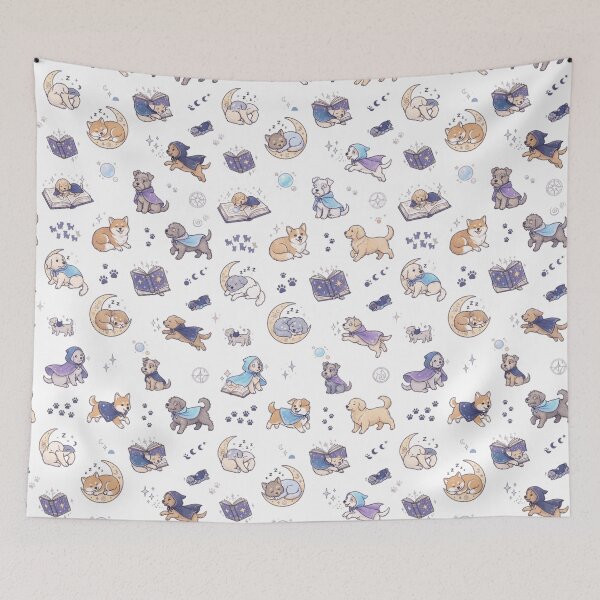 Item preview, Magical Fantasy Puppies Cute Seamless Pattern Illustration designed and sold by evergreener-art.