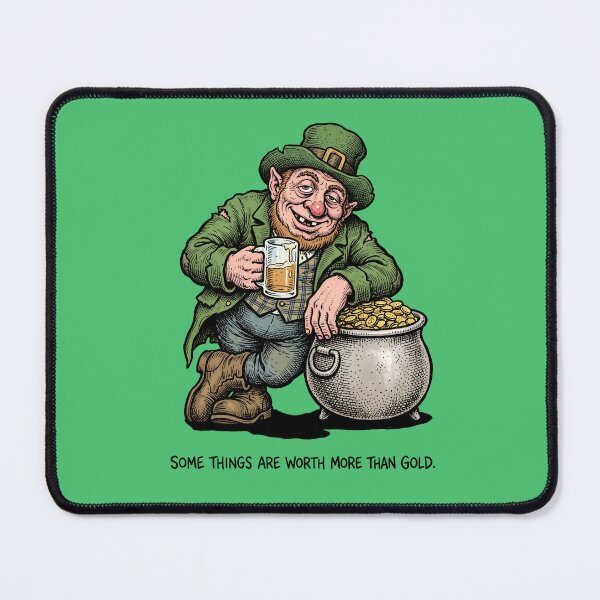 Item preview, The Philosophic Leprechaun - Irish Folklore Pint & Pot of Gold Art Print designed and sold by FreiherrPK.