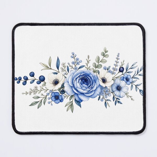 Item preview, Horizontal Blue Floral Arrangement with Rose designed and sold by AneissPiaf.