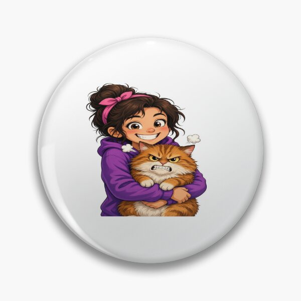 Item preview, Happy Girl Grumpy Cat Hug - Funny Pet Owner Graphic designed and sold by Sushikidsntoddlers.