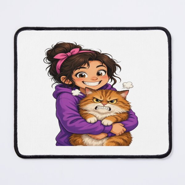 Item preview, Happy Girl Grumpy Cat Hug - Funny Pet Owner Graphic designed and sold by Sushikidsntoddlers.