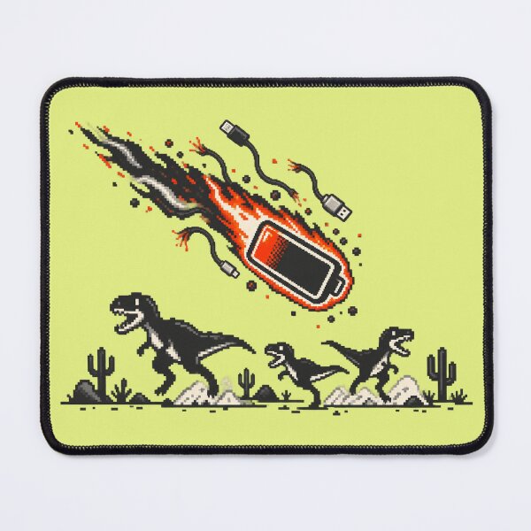Item preview, Low Battery Meteor Pixel Art – Funny Dinosaur Extinction designed and sold by SVox.
