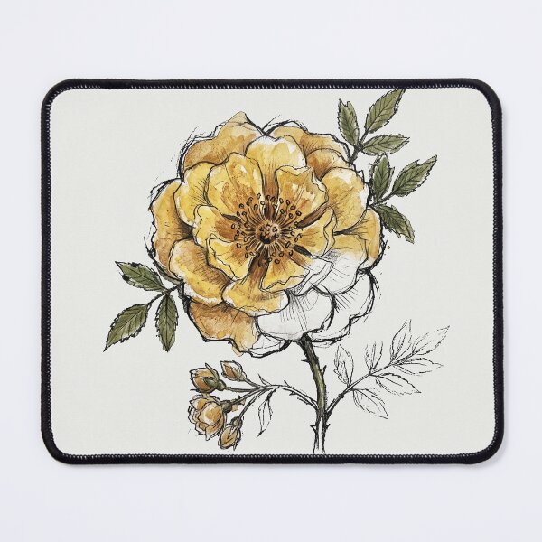 Item preview, Lady Banks' Yellow Rose - Antique Botanical Watercolor Art Print designed and sold by FreiherrPK.