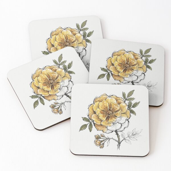 Item preview, Lady Banks' Yellow Rose - Antique Botanical Watercolor Art Print designed and sold by FreiherrPK.