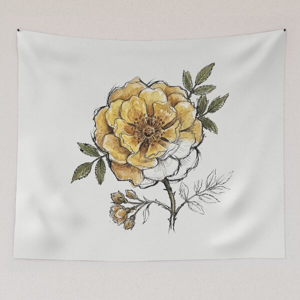 Item preview, Lady Banks' Yellow Rose - Antique Botanical Watercolor Art Print designed and sold by FreiherrPK.