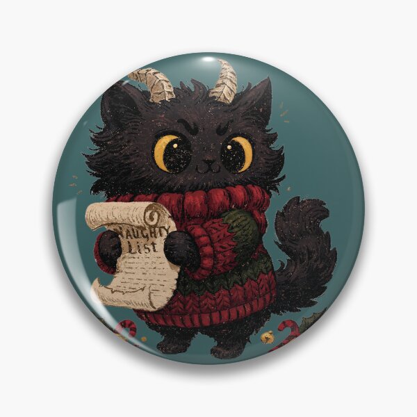 Item preview, Horned Black Cat Naughty List Christmas Folklore designed and sold by Anastasiia Yurevych.