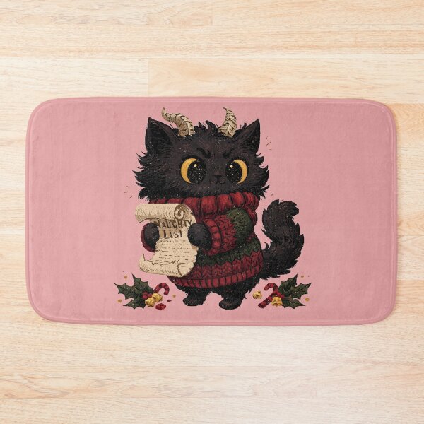 Item preview, Horned Black Cat Naughty List Christmas Folklore designed and sold by Anastasiia Yurevych.