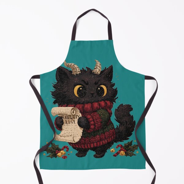 Item preview, Horned Black Cat Naughty List Christmas Folklore designed and sold by Anastasiia Yurevych.