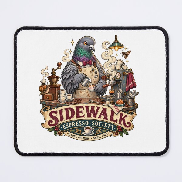 Item preview, Sidewalk Espresso Society Pigeon Barista designed and sold by Trendy-Artistry.