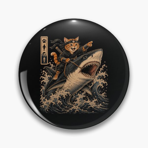 Item preview, Ninja Cat Riding a Shark – Japanese Wave Adventure designed and sold by WILLIAMS-BR.