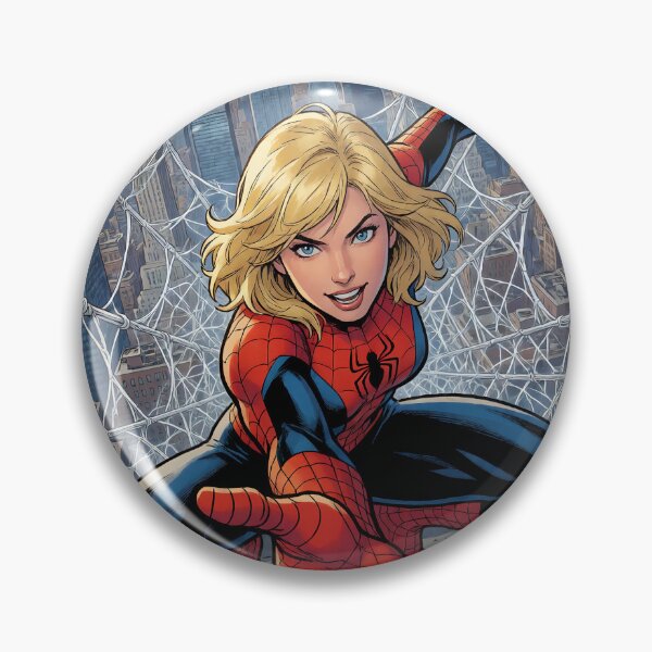 Item preview, Blonde Web Slinging Superheroine City Skyline designed and sold by drhett09.