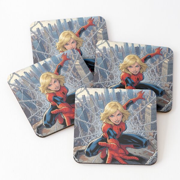 Item preview, Blonde Web Slinging Superheroine City Skyline designed and sold by drhett09.
