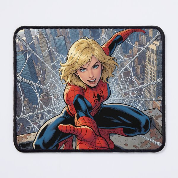 Item preview, Blonde Web Slinging Superheroine City Skyline designed and sold by drhett09.
