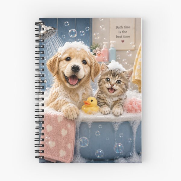 Item preview, Puppy and Kitten Bath Time designed and sold by AnjaSarahArt.