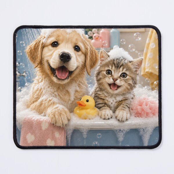 Item preview, Puppy and Kitten Bath Time designed and sold by AnjaSarahArt.