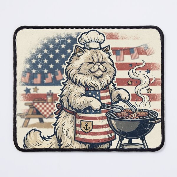 Item preview, Persian Cat BBQ Master - American Flag Grilling designed and sold by Ghostlycats2026.