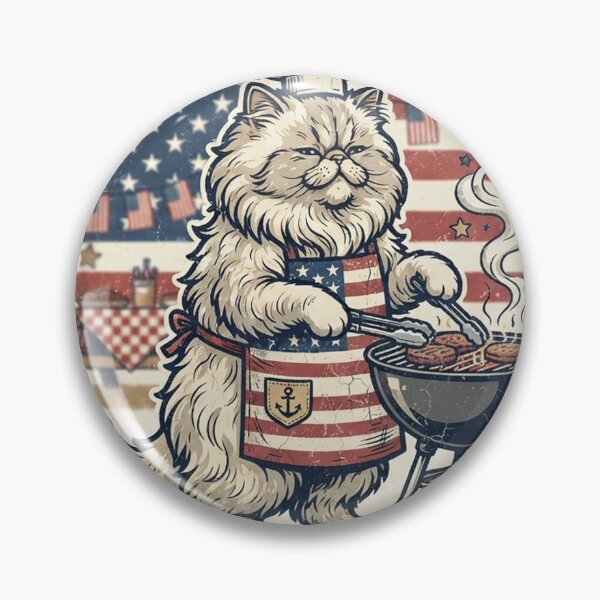 Item preview, Persian Cat BBQ Master - American Flag Grilling designed and sold by Ghostlycats2026.