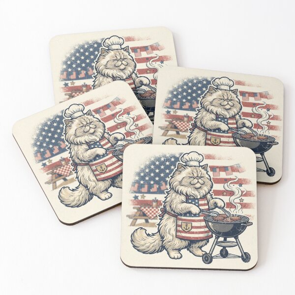 Item preview, Persian Cat BBQ Master - American Flag Grilling designed and sold by Ghostlycats2026.