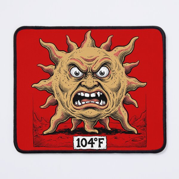 Item preview, The Blistering 104°F Sun - Vintage Heatwave Summer Dark Humor Art Print designed and sold by FreiherrPK.