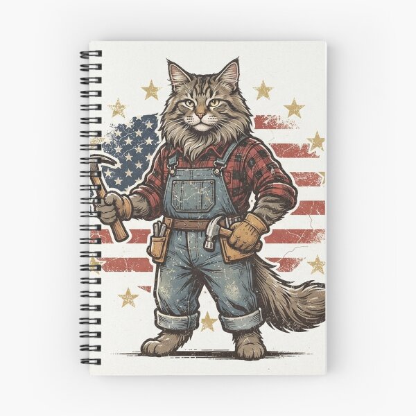 Item preview, Maine Coon Cat Builder - Vintage American Flag Labor Day designed and sold by Ghostlycats2026.