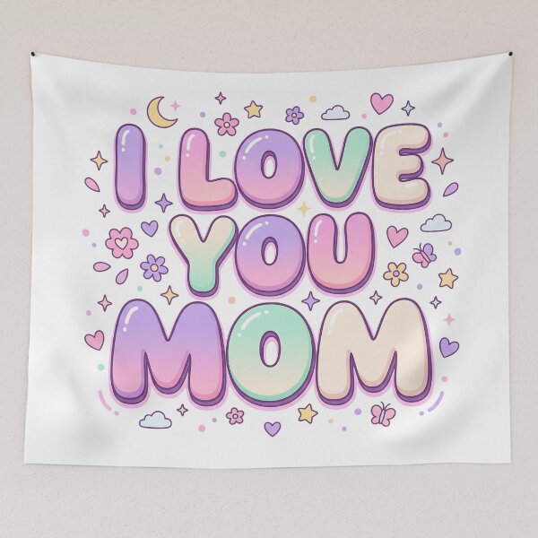 Item preview, Cute Pastel I Love You Mom Kawaii Y2K Bubble Letters designed and sold by KreonaTime.
