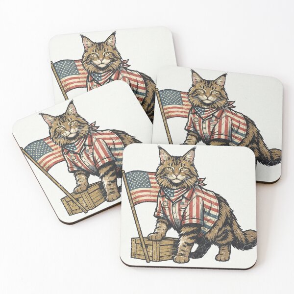 Item preview, Maine Coon Cat Patriotic USA Flag - Vintage American Pride designed and sold by Ghostlycats2026.