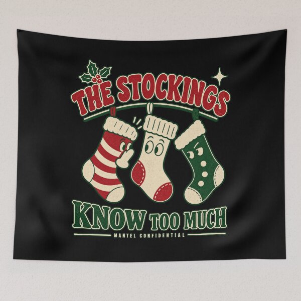 Item preview, THE STOCKINGS KNOW TOO MUCH, Retro Christmas Shirt designed and sold by PhylonBoxx.