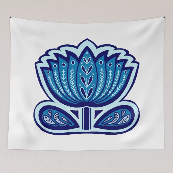 Item preview, Lotus mandala art - blue lotus mandala - folk art lotus flower designed and sold by DColourMuse.