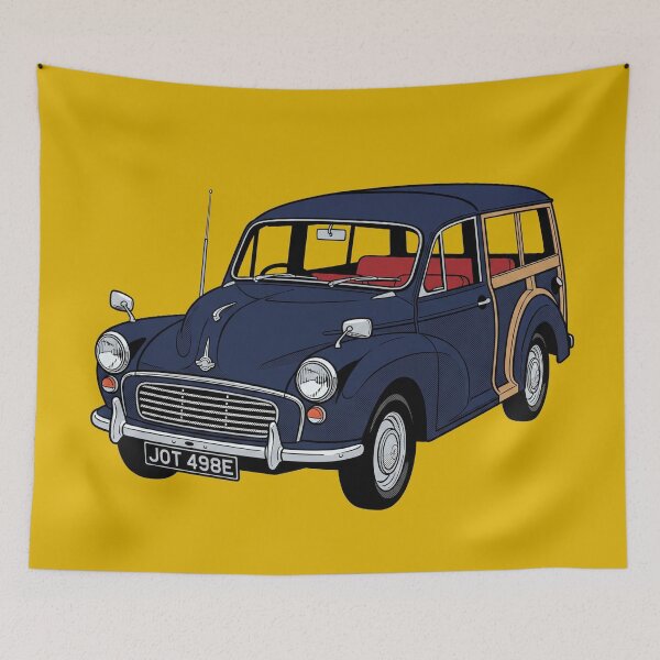 Item preview, The English Woodie Traveller - Vintage Retro British Classic Car Art Print designed and sold by FreiherrPK.