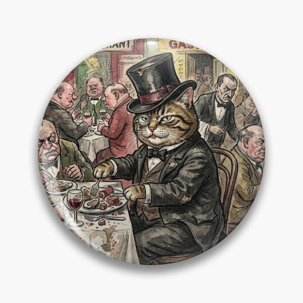 Item preview, The Bourgeois Tomcat – Vintage Satirical French Bistro Art Print designed and sold by FreiherrPK.