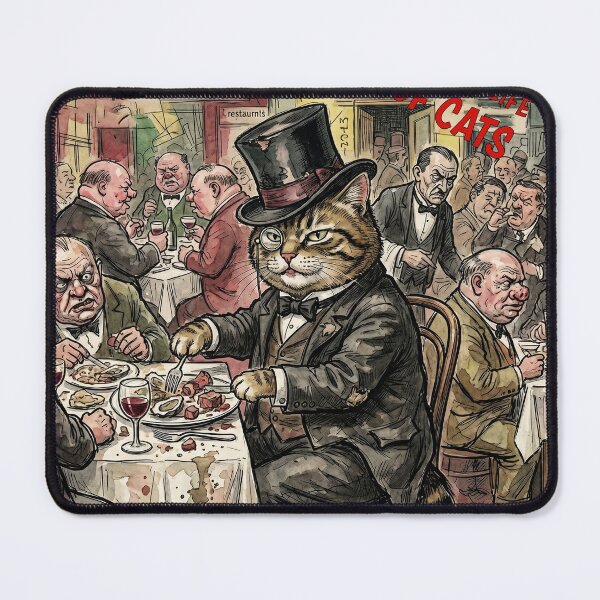 Item preview, The Bourgeois Tomcat – Vintage Satirical French Bistro Art Print designed and sold by FreiherrPK.