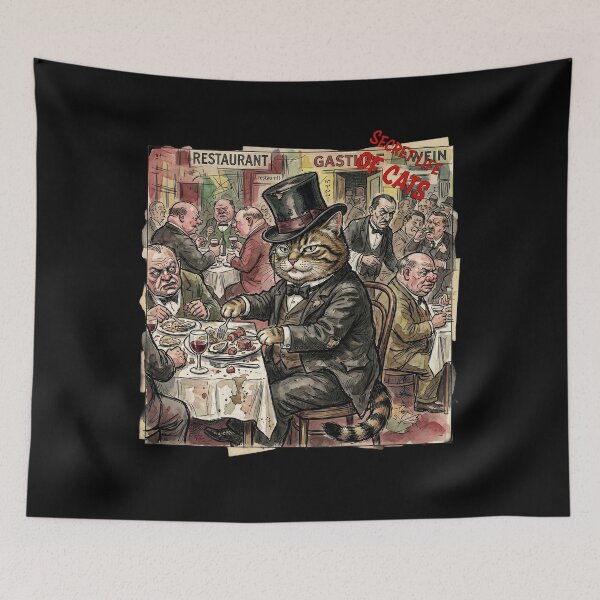 Item preview, The Bourgeois Tomcat – Vintage Satirical French Bistro Art Print designed and sold by FreiherrPK.