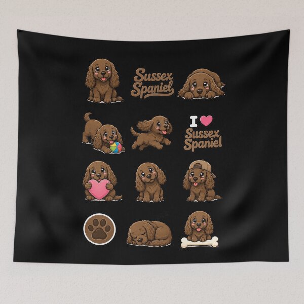Item preview, Cute Sussex Spaniel stickers and apparel design designed and sold by rafaeltto.