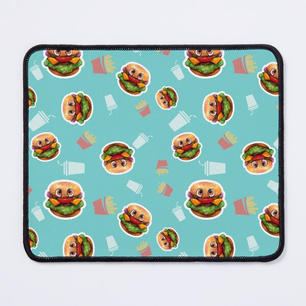 Item preview, Cute burgers on turquoise background pattern designed and sold by TurquoiseChicken.